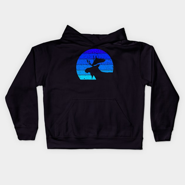 Vintage Moose Silhouette retro design Kids Hoodie by eliteshirtsandmore